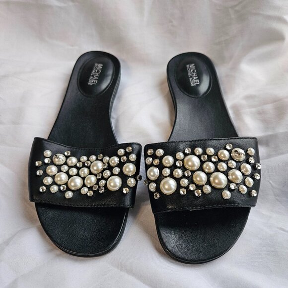 Michael Kors Shoes - Michael Kors Pearl Embellished Sandals in Black